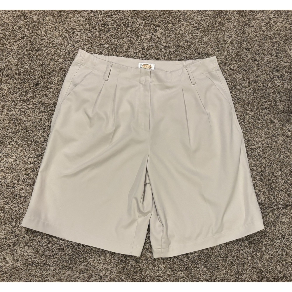 Talbots Perfect Shorts Classic Pleated Chino Bermuda Khaki Tan Women’s 10